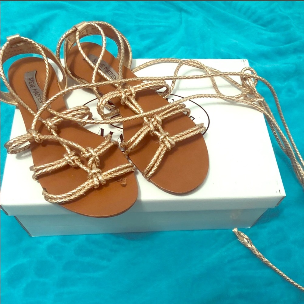 Steve Madden gold lace up sandals